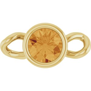 14K Yellow Gold Natural Citrine Bezel-Set Link