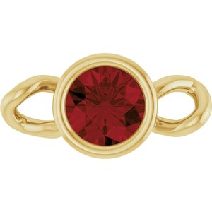 14K Yellow Gold Natural Mozambique Garnet Bezel-Set Link