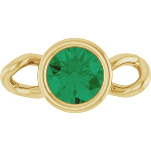 14K Yellow Gold Lab-Grown Emerald Bezel-Set Link