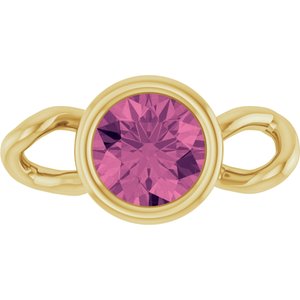 14K Yellow Gold Natural Pink Tourmaline Bezel-Set Link
