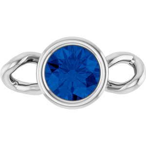 14K White Gold Natural Blue Sapphire Bezel-Set Link