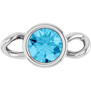 14K White Gold Natural Aquamarine Bezel-Set Link