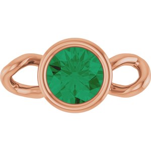 14K Rose Gold Lab-Grown Emerald Bezel-Set Link