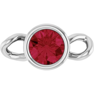 Platinum Natural Ruby Bezel-Set Link