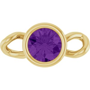 14K Yellow Gold Natural Amethyst Bezel-Set Link