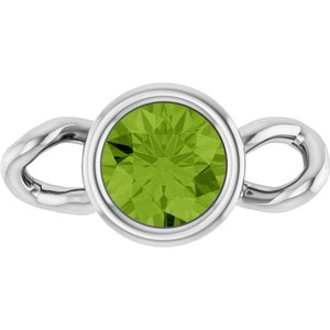 Platinum Natural Peridot Bezel-Set Link
