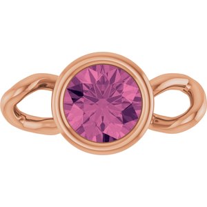 14K Rose Gold Natural Pink Tourmaline Bezel-Set Link