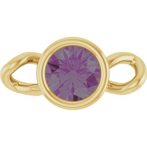 14K Yellow Gold Lab-Grown Alexandrite Bezel-Set Link