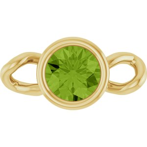 14K Yellow Gold Natural Peridot Bezel-Set Link