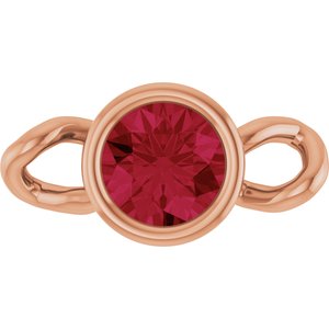 14K Rose Gold Lab-Grown Ruby Bezel-Set Link