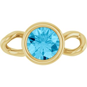 14K Yellow Gold Natural Aquamarine Bezel-Set Link