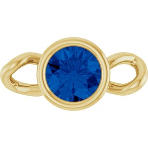 14K Yellow Gold Natural Blue Sapphire Bezel-Set Link