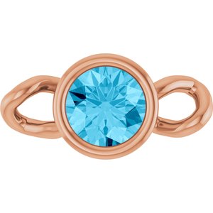 14K Rose Gold Natural Aquamarine Bezel-Set Link