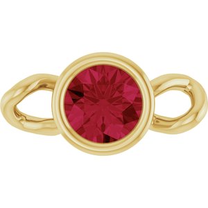 14K Yellow Gold Lab-Grown Ruby Bezel-Set Link