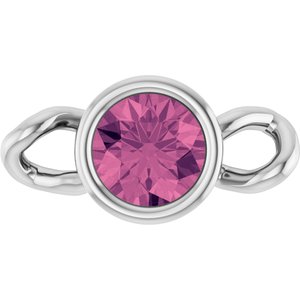 Platinum Natural Pink Tourmaline Bezel-Set Link