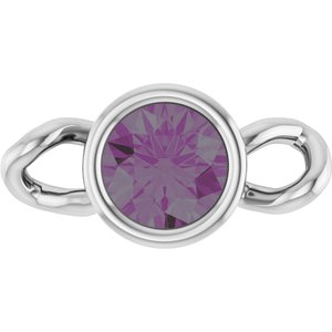 14K White Gold Lab-Grown Alexandrite Bezel-Set Link