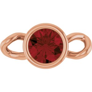 14K Rose Gold Natural Mozambique Garnet Bezel-Set Link