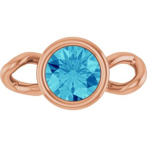 14K Rose Gold Natural Blue Zircon Bezel-Set Link