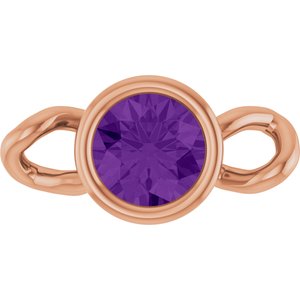 14K Rose Gold Natural Amethyst Bezel-Set Link