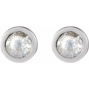 Sterling Silver 1/8 CTW Rose-Cut Natural Diamond Stud Earrings – image 2
