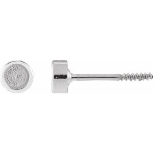 Platinum 2.5 mm Round Rose-Cut Bezel-Set Stud Earring