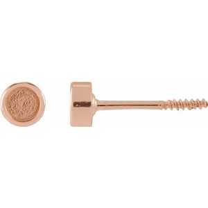 14K Rose Gold 2.5 mm Round Rose-Cut Bezel-Set  Stud Earring
