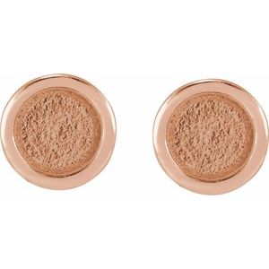 14K Rose Gold 2.5 mm Round Rose-Cut Bezel-Set  Stud Earring – image 2