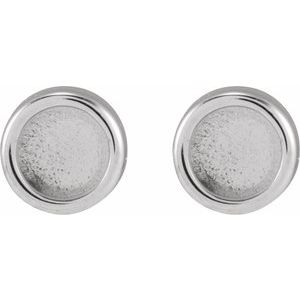 Platinum 2 mm Round Rose-Cut Bezel-Set Stud Earring – image 2
