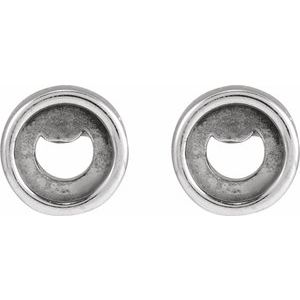 Platinum 3 mm Round Rose-Cut Bezel-Set Stud Earring – image 2