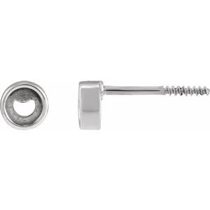 Platinum 3 mm Round Rose-Cut Bezel-Set Stud Earring