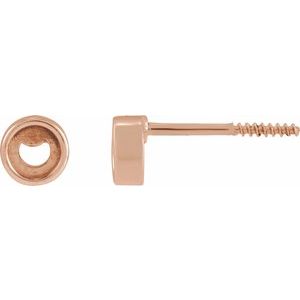 14K Rose Gold 3 mm Round Rose-Cut Bezel-Set Stud Earring
