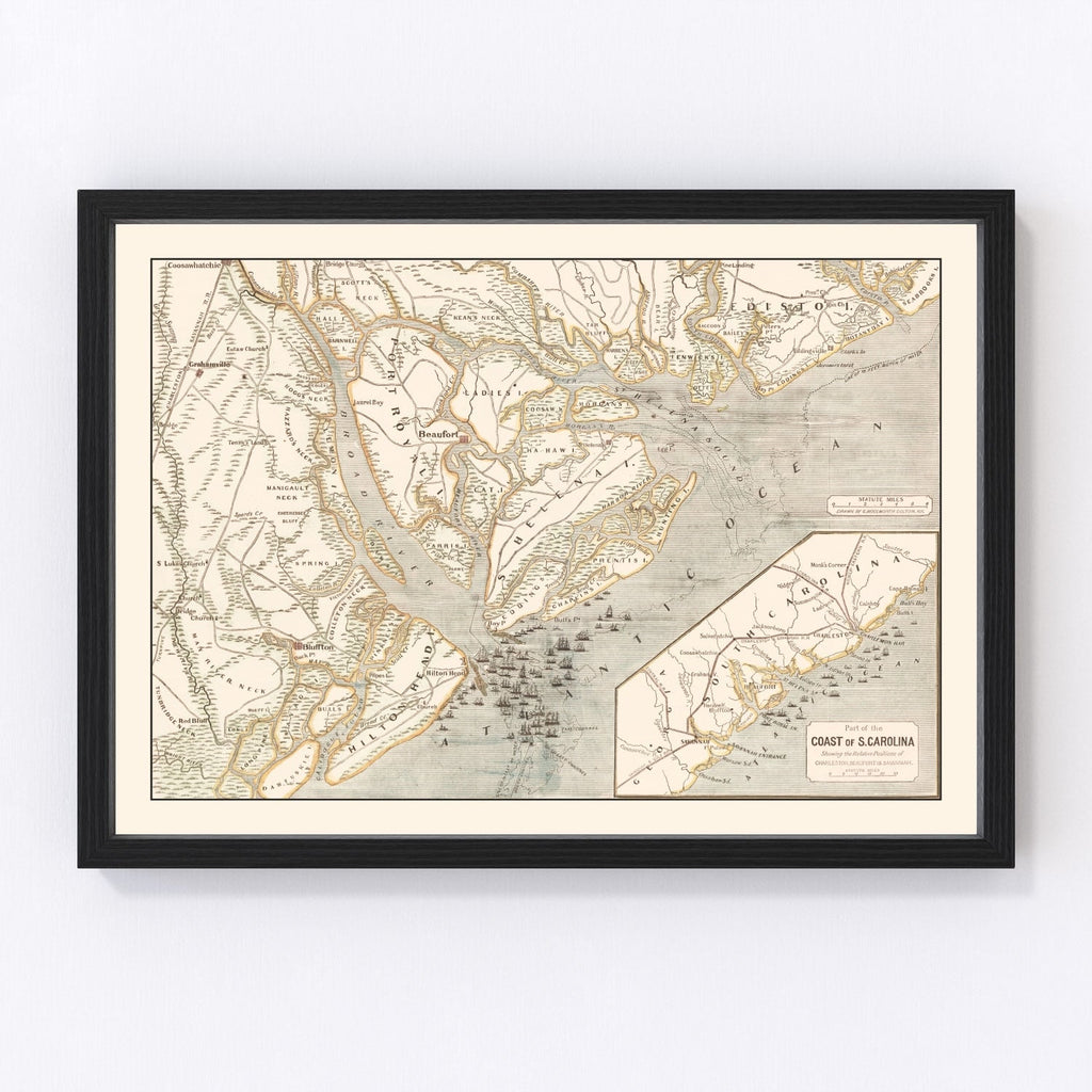 Vintage Port Royal Map 1861