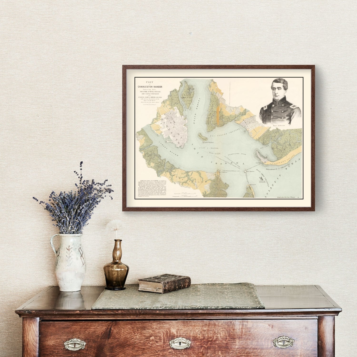 Vintage Charleston Harbor Map 1861