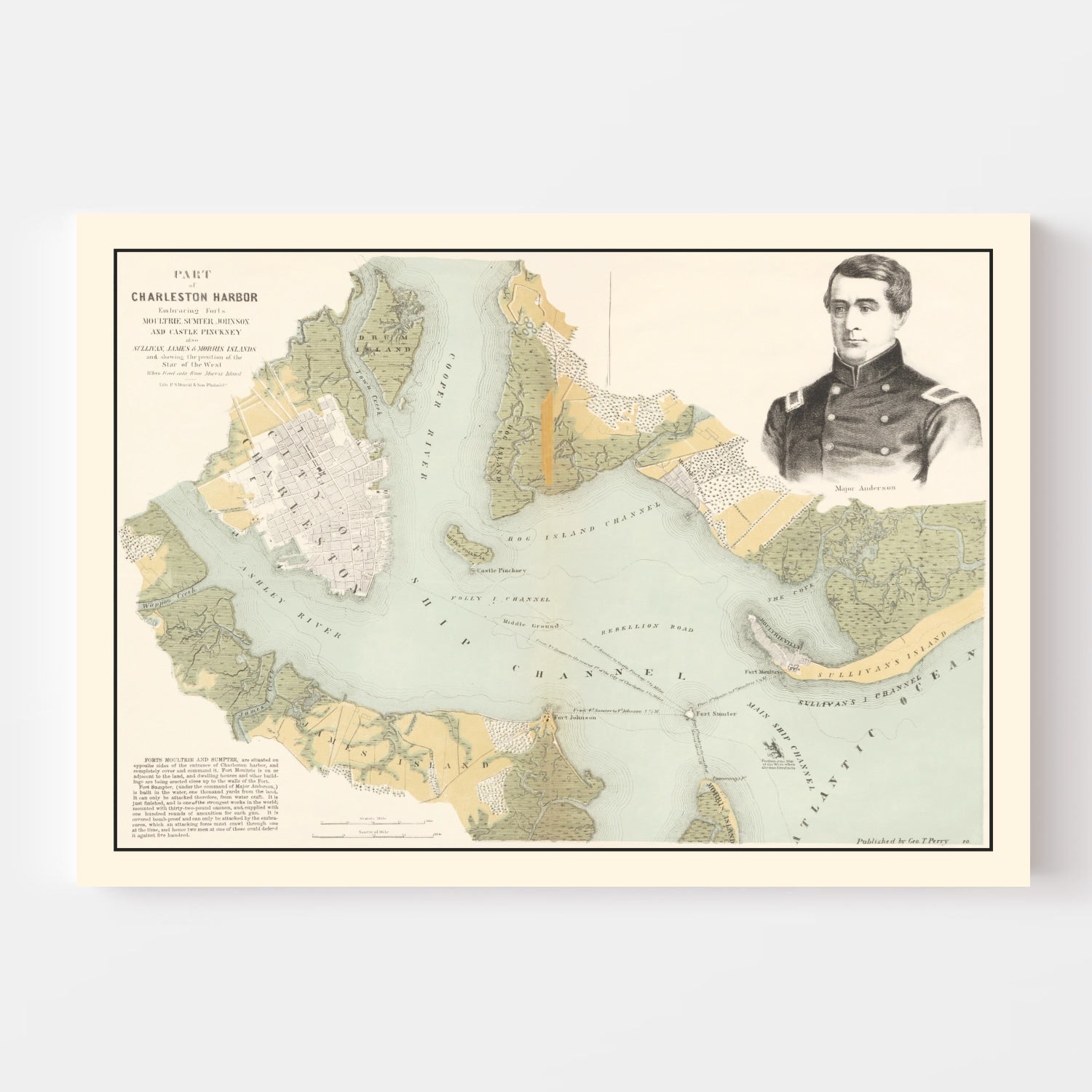 Vintage Charleston Harbor Map 1861