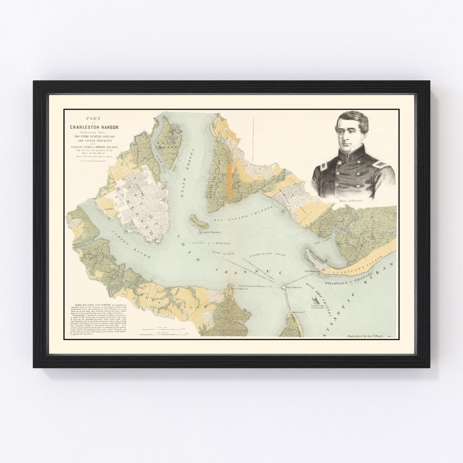 Vintage Charleston Harbor Map 1861
