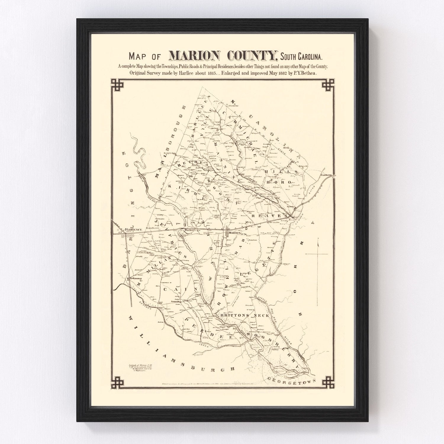 Vintage Map of Marion County, South Carolina 1825