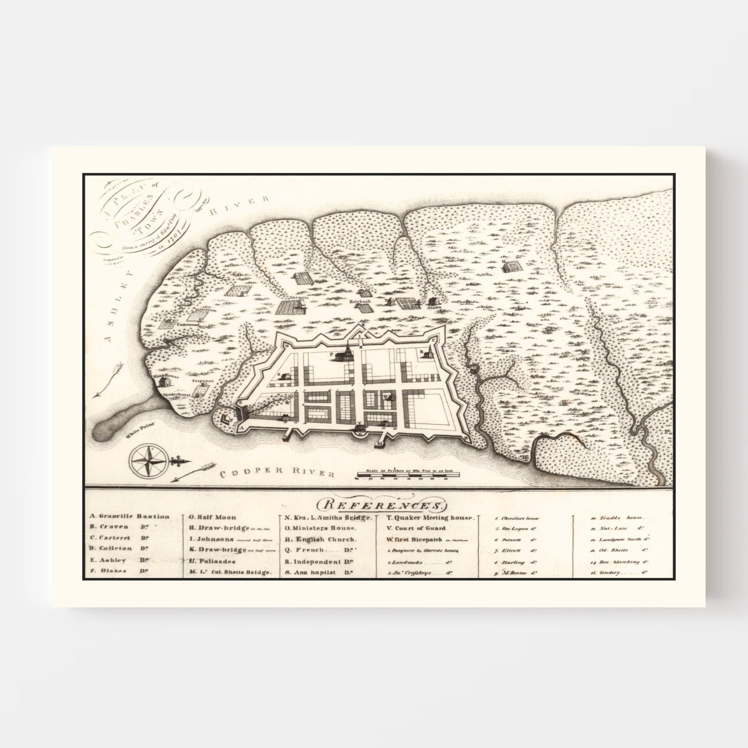 Vintage Map of Charleston, South Carolina 1809