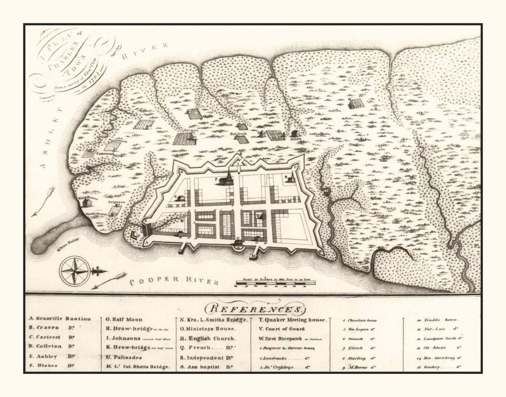 Vintage Map of Charleston, South Carolina 1809