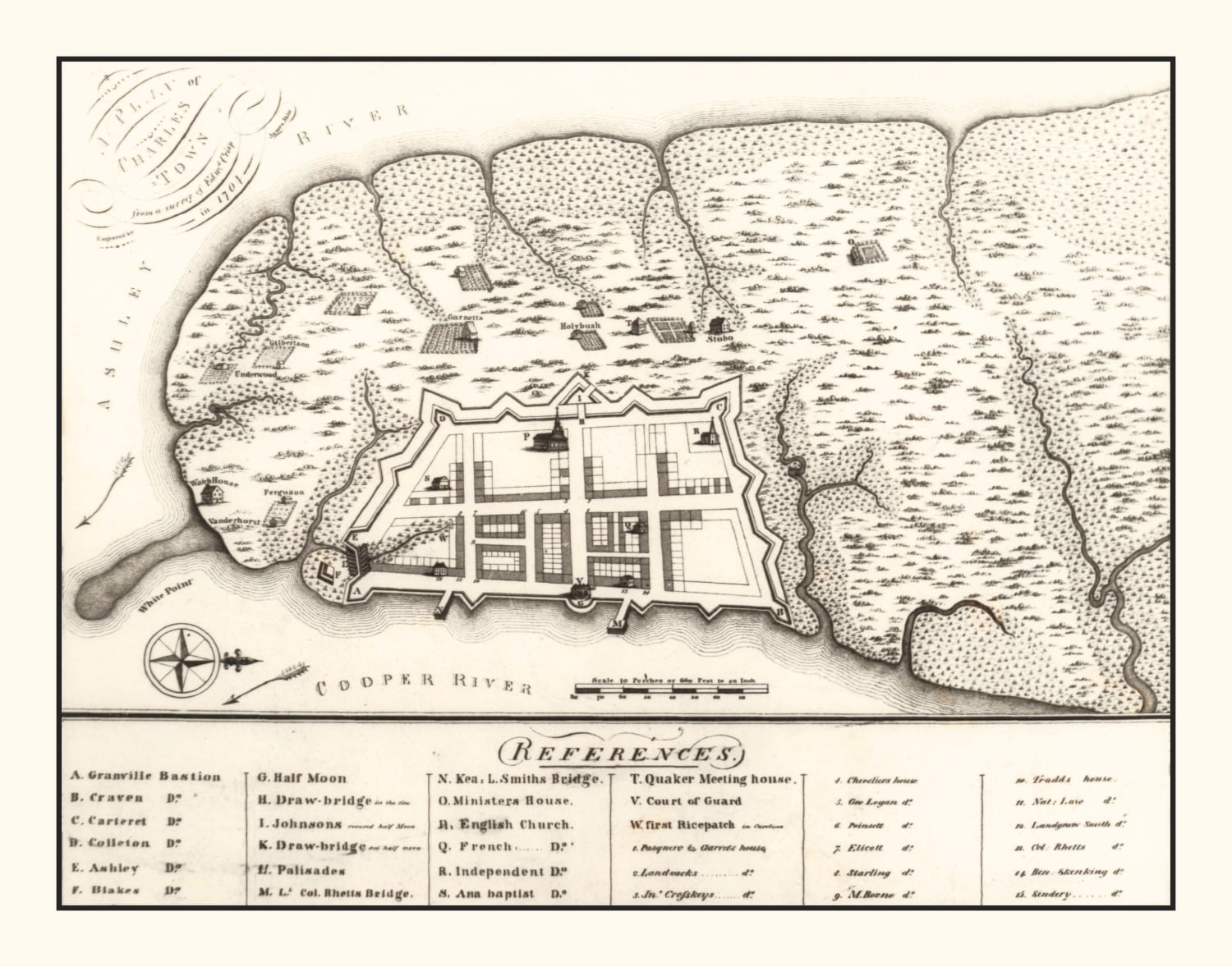 Vintage Map of Charleston, South Carolina 1809