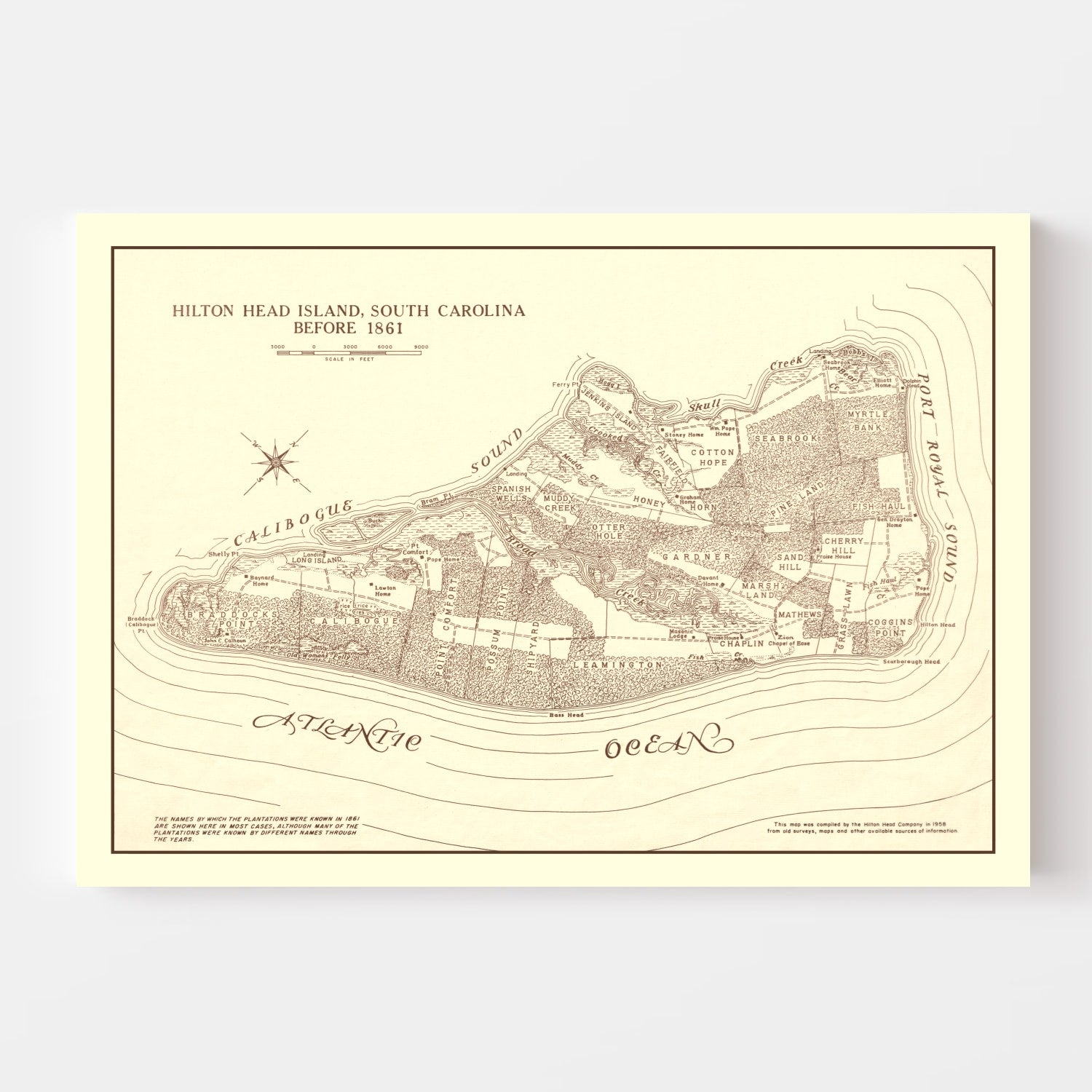 Vintage Hilton Head Island Map 1861