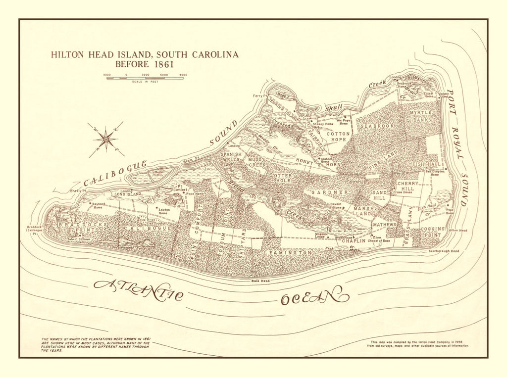 Vintage Hilton Head Island Map 1861