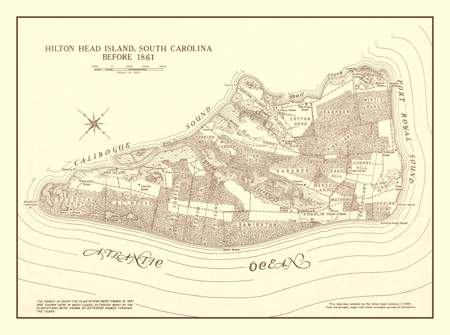 Vintage Hilton Head Island Map 1861