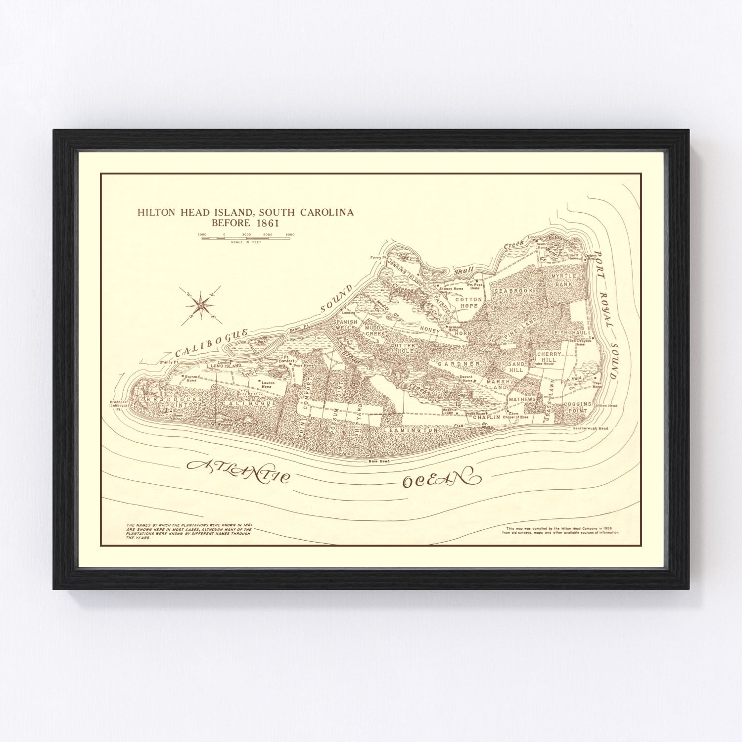Vintage Hilton Head Island Map 1861