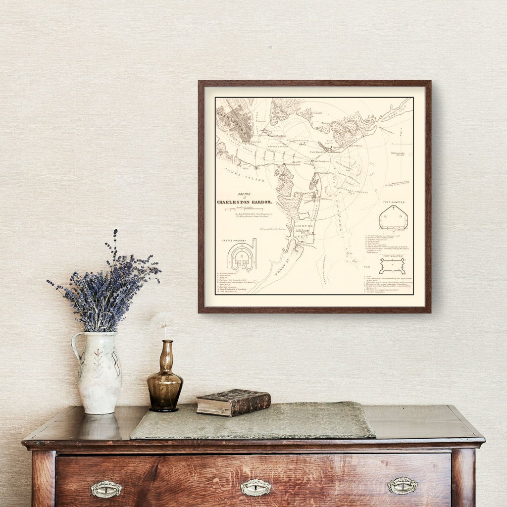 Vintage Charleston Harbor Map 1865