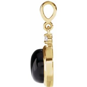 14K Yellow 6 mm Natural Black Onyx & .03 CT Natural Diamond Cabochon Pendant