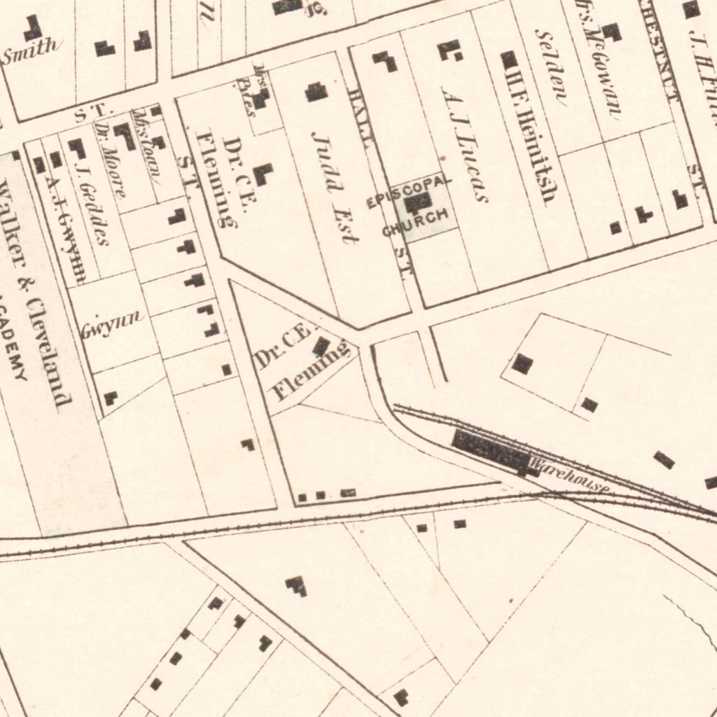 Vintage Map of Spartanburg, South Carolina 1882