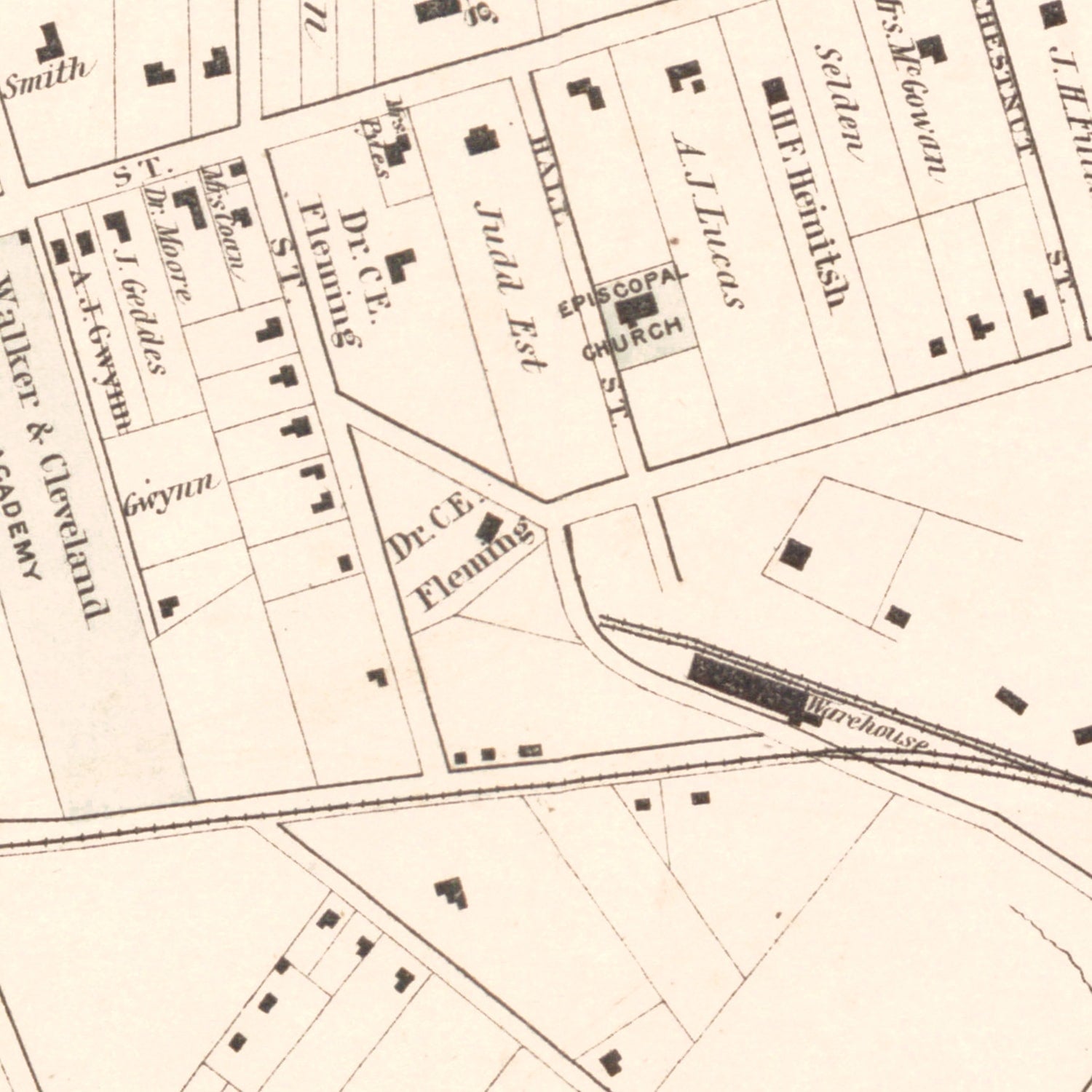 Vintage Map of Spartanburg, South Carolina 1882