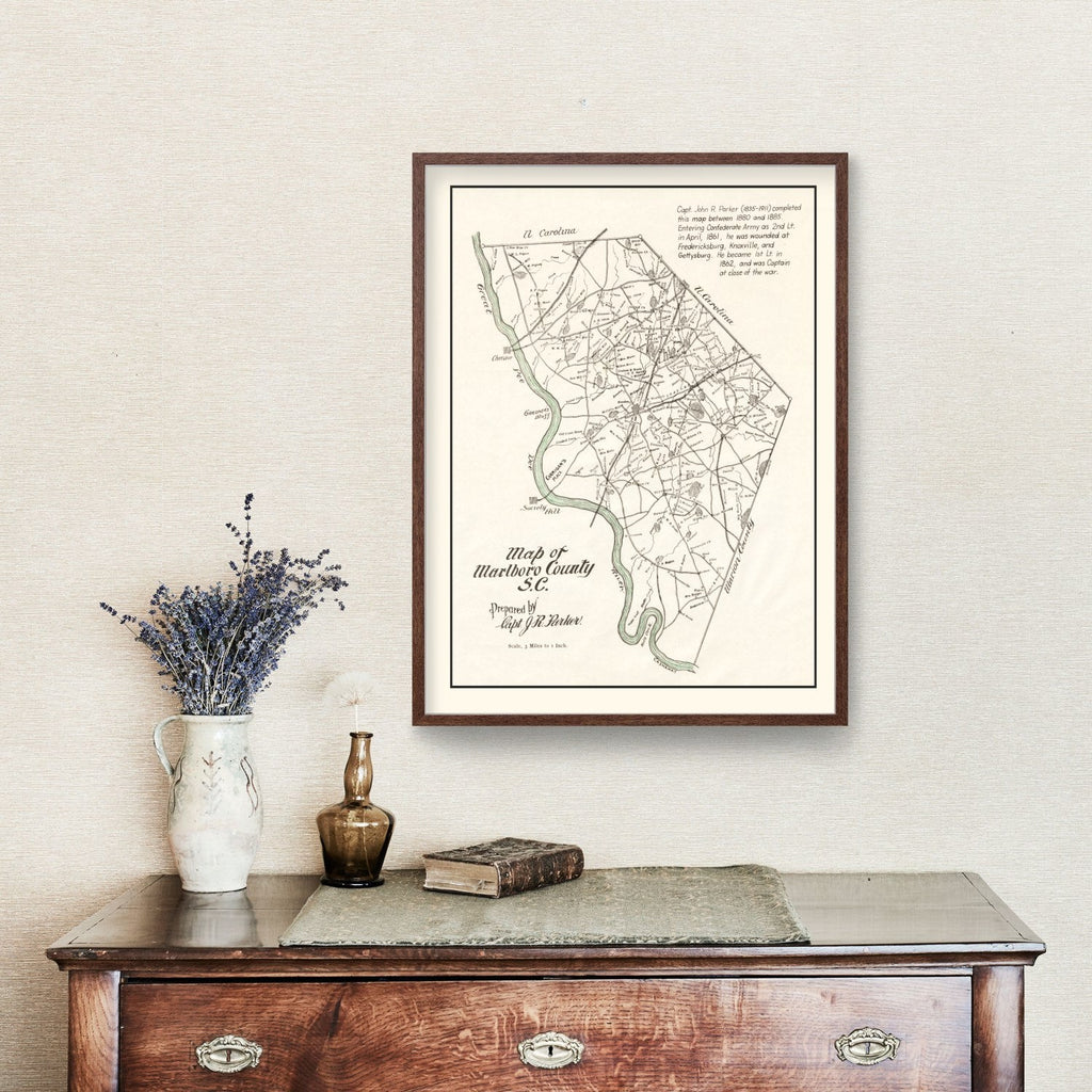 Vintage Map of Marlboro County, South Carolina 1880