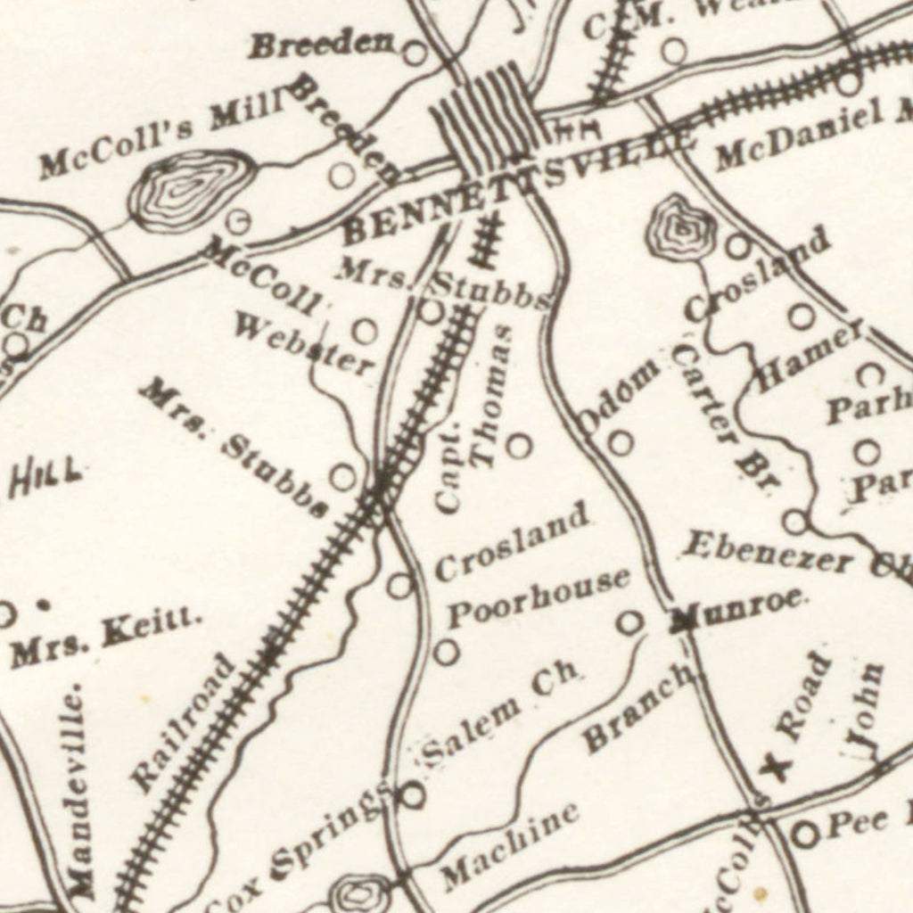 Vintage Map of Marlboro County, South Carolina 1880