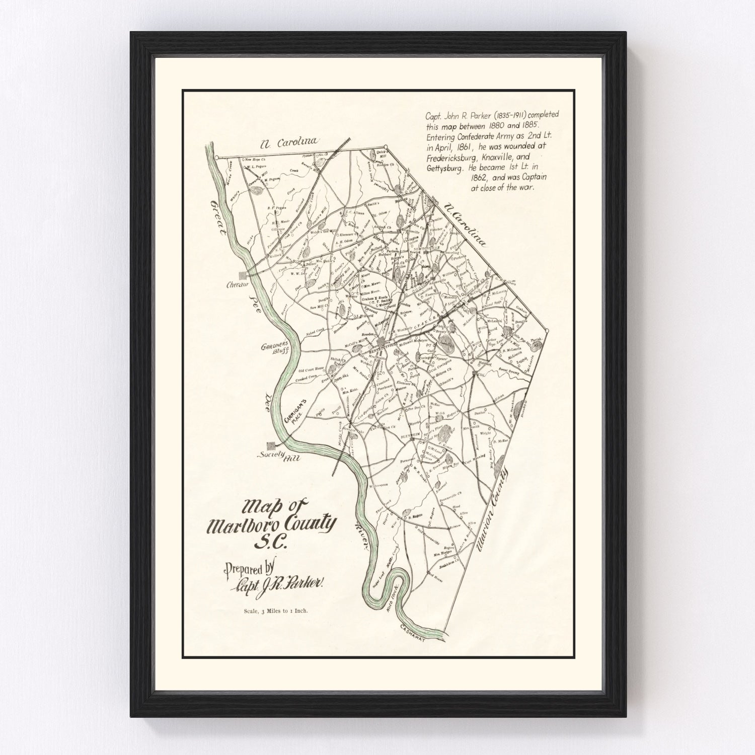 Vintage Map of Marlboro County, South Carolina 1880